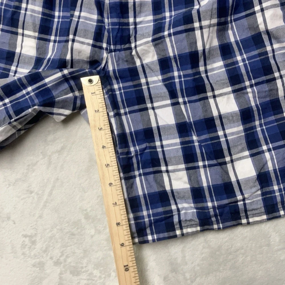 Vintage Polo Ralph Lauren Shorts Plaid Double Pleated Pony Logo Blue Mens Fit 32